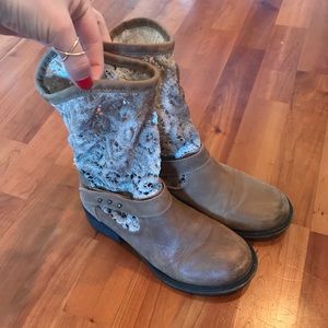 SALE Free People Leather & Crochet Boot